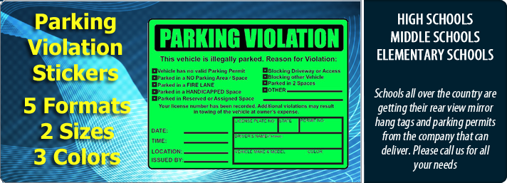 Parking Violations Stickers and Illegal Parking Warning Stickers