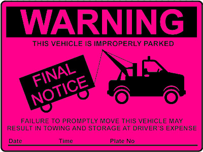PVS05 - Parking Violations Stickers - Fluorescent Pink